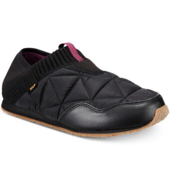TEVA Womens Black Quilted Insulated Slippers Moc Slip-on Sneakers Size 8 - Picture 1 of 14